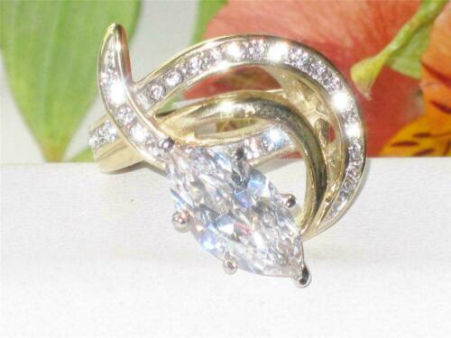 Jewellery Kingdom Ladies 4 Carat Marquise Swirl Steel Cz Cocktail Gold Ring - Jewelry Rings - British D'sire Main image