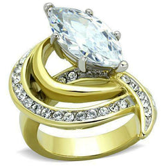 Jewellery Kingdom Ladies 4 Carat Marquise Swirl Steel Cz Cocktail Gold Ring - Jewelry Rings - British D'sire