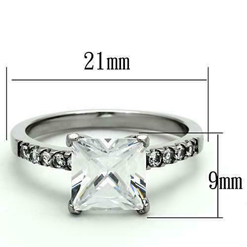 Jewellery Kingdom Ladies 4 Carat Princess Square Stainless Steel Cubic Zirconia Engagement Ring Secondary image