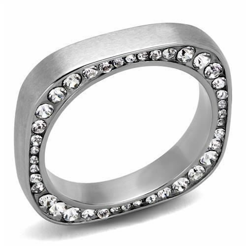 Jewellery Kingdom Ladies 4mm Band Cz Stainless Steel Wedding Thumb Unique Stamped Ring (Silver) - Jewelry Rings - British D'sire Main image