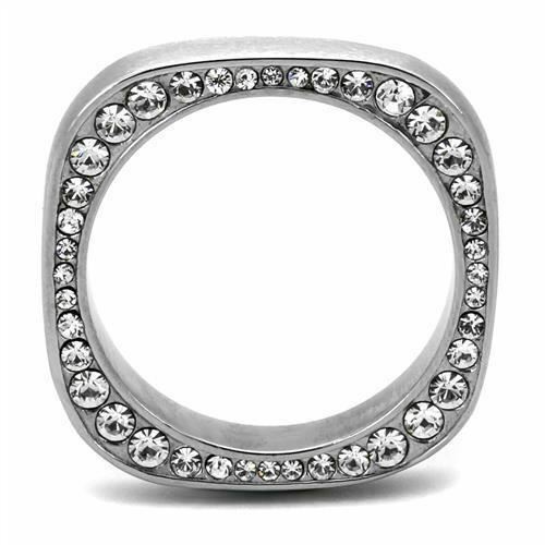 Jewellery Kingdom Ladies 4mm Band Cz Stainless Steel Wedding Thumb Unique Stamped Ring (Silver) Secondary image