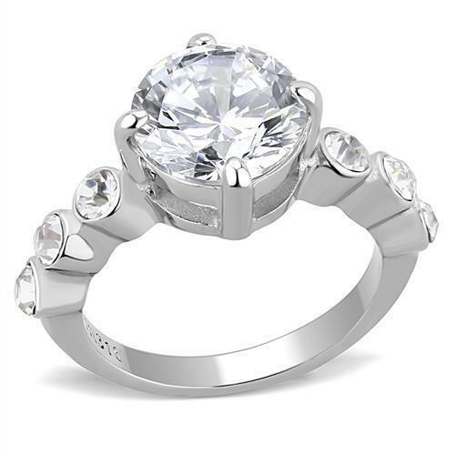 Jewellery Kingdom Ladies 5 Carat Ring Bezel Cz Stainless Steel Cubic Zirconia Silver Accents 3247 - Jewelry Rings - British D'sire