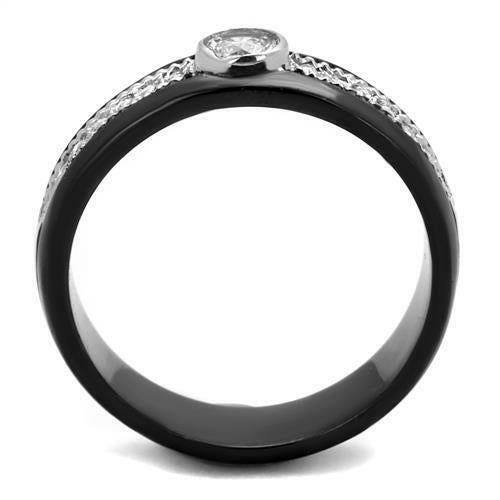 Jewellery Kingdom Ladies 5mm Band Bezel Cubic Zirconia Wedding No Tarnish Ring (Black) - Jewelry Rings - British D'sire
