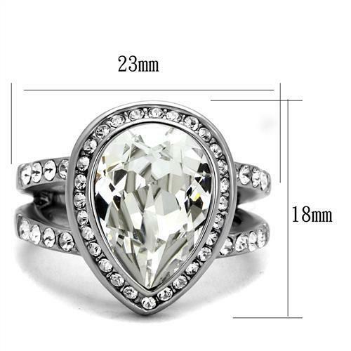 Jewellery Kingdom Ladies 6 Carat Stainless Steel Sparkling Dress Pear Ring (Silver) Secondary image