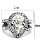 Jewellery Kingdom Ladies 6 Carat Cz Silver Stainless Steel Sparkling Dress Pear Ring - Jewelry Rings - British D'sire
