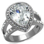 Jewellery Kingdom Ladies 6 Carat Cz Silver Stainless Steel Sparkling Dress Pear Ring - Jewelry Rings - British D'sire