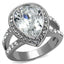 Jewellery Kingdom Ladies 6 Carat Cz Silver Stainless Steel Sparkling Dress Pear Ring - Jewelry Rings - British D'sire