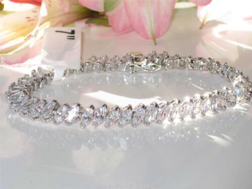 Jewellery Kingdom Ladies 7 Inch 15 Carat Rhodium Silver Super Sparkling Marquise Tennis Bracelet - Bracelets & Bangles - British D'sire