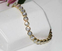 Jewellery Kingdom Ladies 7 Inch Bezel Set 18kt Steel 12ct Gold Tennis Bracelet - Bracelets & Bangles - British D'sire