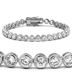 Jewellery Kingdom Ladies 7 Inch Bezel Set 18kt Steel 12ct Gold Tennis Bracelet - Bracelets & Bangles - British D'sire