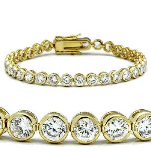 Jewellery Kingdom Ladies 7 Inch Bezel Set 18kt Steel 12ct Gold Tennis Bracelet - Bracelets & Bangles - British D'sire Main image