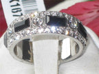 Jewellery Kingdom Ladies 7mm Band Emerald Cuts Full Eternity Stainless Steel Ring (Black) - Jewelry Rings - British D'sire