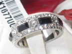 Jewellery Kingdom Ladies 7mm Band Emerald Cuts Full Eternity Stainless Steel Ring (Black) - Jewelry Rings - British D'sire
