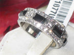 Jewellery Kingdom Ladies 7mm Band Emerald Cuts Full Eternity Stainless Steel Ring (Black) - Jewelry Rings - British D'sire