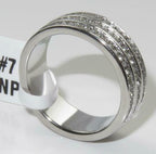 Jewellery Kingdom Ladies 7mm Band Full Eternity Triple Row Stainless Steel Ring (Silver) - Jewelry Rings - British D'sire