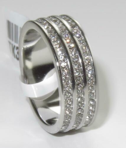 Jewellery Kingdom Ladies 7mm Band Full Eternity Triple Row Stainless Steel Ring (Silver) - Jewelry Rings - British D'sire Main image