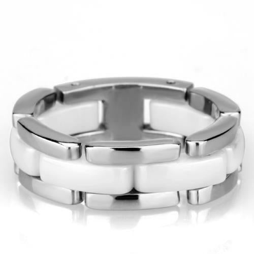 Jewellery Kingdom Ladies 8mm Band Stainless Steel Ceramic White Silver Movable Ring Secondary image