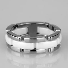 Jewellery Kingdom Ladies 8mm Band Stainless Steel Ceramic White Silver Movable Ring - Jewelry Rings - British D'sire