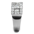 Jewellery Kingdom Ladies 8mm Emerald Eternity Simulated Diamonds Clear Stainless Steel Ring - Jewelry Rings - British D'sire