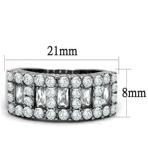 Jewellery Kingdom Ladies 8mm Emerald Eternity Simulated Diamonds Clear Stainless Steel Ring - Jewelry Rings - British D'sire