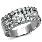 Jewellery Kingdom Ladies 8mm Emerald Eternity Simulated Diamonds Clear Stainless Steel Ring - Jewelry Rings - British D'sire