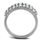 Jewellery Kingdom Ladies 8mm Emerald Eternity Simulated Diamonds Clear Stainless Steel Ring - Jewelry Rings - British D'sire
