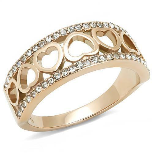 Jewellery Kingdom Ladies 8mm Heart Cubic Zirconia Steel Flat Comfort Ring (Gold) - Jewelry Rings - British D'sire Main image