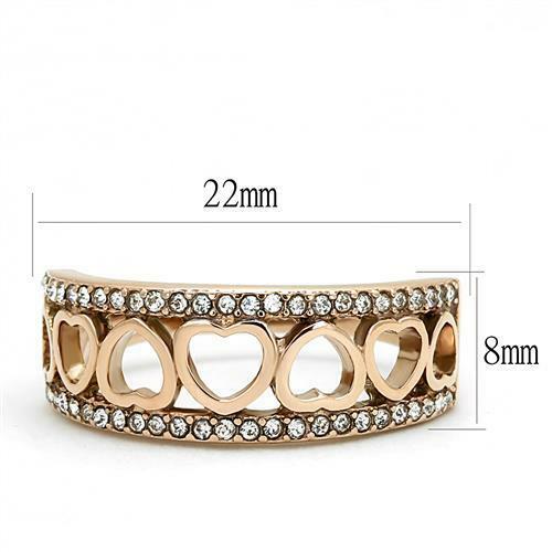 Jewellery Kingdom Ladies 8mm Heart Cubic Zirconia Steel Flat Comfort Ring (Gold) Secondary image