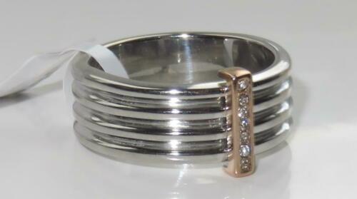 Jewellery Kingdom Ladies 8mn Silver Band Stainless Steel Rose Gold Cz Wedding Thumb Ring - Jewelry Rings - British D'sire Main image