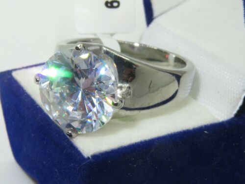 Jewellery Kingdom Ladies 9 Carat Stainless Steel Cz Silver Cocktail Statement Solitaire Ring Secondary image