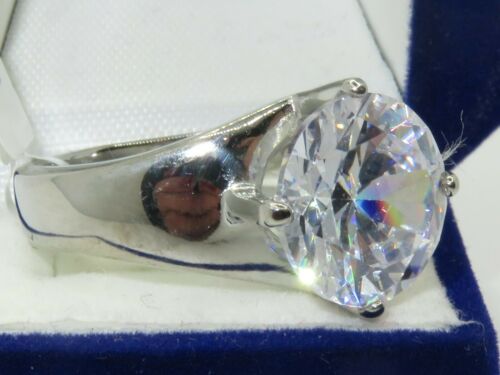Jewellery Kingdom Ladies 9 Carat Stainless Steel Cz Silver Cocktail Statement Solitaire Ring - Jewelry Rings - British D'sire Main image