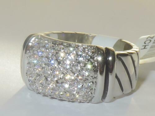 Jewellery Kingdom Ladies 9mm Band Cubic Zirconia Cluster Pave Rhodium Chunky Ring (Silver) Secondary image