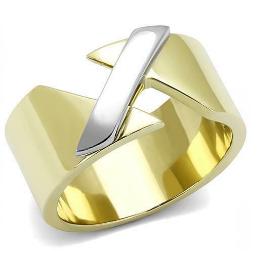 Jewellery Kingdom Ladies 9mm Band No Stone Stainless Steel 18kt Contemporary Ring (Gold) - Jewelry Rings - British D'sire Main image