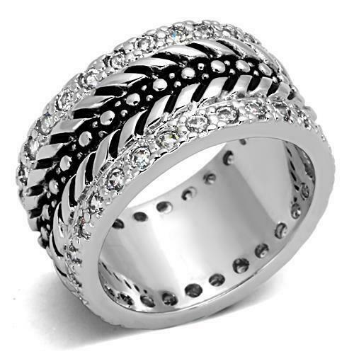Jewellery Kingdom Ladies 9mm Rhodium Band Cz Eternity Cubic Zirconia Wedding Ring (Silver) Secondary image
