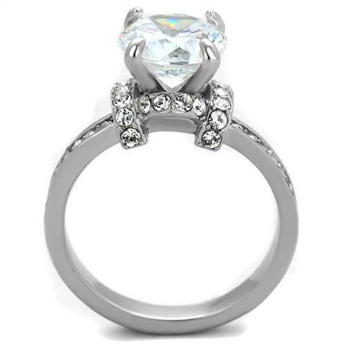 Jewellery Kingdom Ladies Accents Fancy Shank Channel 4K Stainless Steel Ring (Silver) - Rings - British D'sire