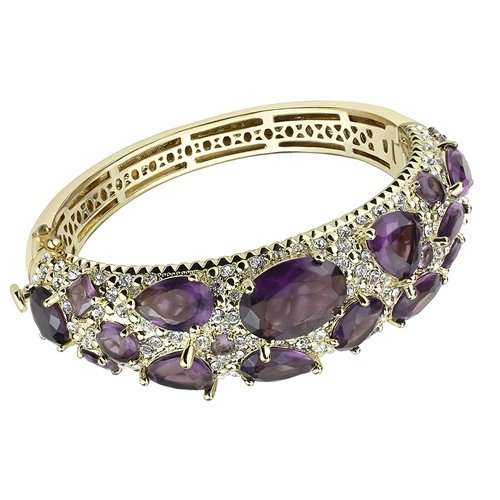 Jewellery Kingdom Ladies Amethyst Cubic Zirconia 18kt 675 Inch Chunky Bangle (Gold) - Bracelets & Bangles - British D'sire