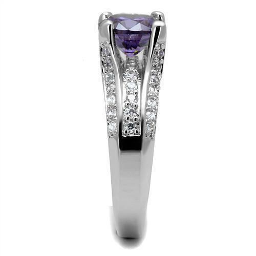 Jewellery Kingdom Ladies Amethyst Cubic Zirconia Solitaire Accents Silver Rhodium 250 Carat Ring (Purple) - Jewelry Rings - British D'sire