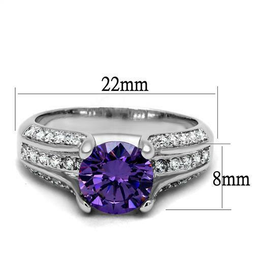 Jewellery Kingdom Ladies Amethyst Cubic Zirconia Solitaire Accents Silver Rhodium 2.50 Carat Ring (Purple) Secondary image