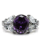 Jewellery Kingdom Ladies Amethyst Cz Marquise Oval Stainless Steel Purple Dress Ring (Silver) - Jewelry Rings - British D'sire