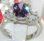 Jewellery Kingdom Ladies Amethyst Cz Marquise Oval Stainless Steel Purple Dress Ring (Silver) - Jewelry Rings - British D'sire