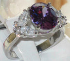 Jewellery Kingdom Ladies Amethyst Cz Marquise Oval Stainless Steel Purple Dress Ring (Silver) - Jewelry Rings - British D'sire