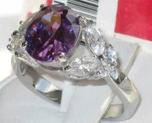 Jewellery Kingdom Ladies Amethyst Cz Marquise Oval Stainless Steel Purple Dress Ring (Silver) - Jewelry Rings - British D'sire