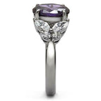 Jewellery Kingdom Ladies Amethyst Cz Marquise Oval Stainless Steel Purple Dress Ring (Silver) - Jewelry Rings - British D'sire