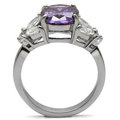 Jewellery Kingdom Ladies Amethyst Cz Marquise Oval Stainless Steel Purple Dress Ring (Silver) - Jewelry Rings - British D'sire