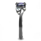 Jewellery Kingdom Ladies Amethyst Cz Purple Pear Oval 1.5 Carat Black Stainless Steel Ring - Jewelry Rings - British D'sire