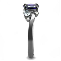 Jewellery Kingdom Ladies Amethyst Cz Purple Pear Oval 1.5 Carat Black Stainless Steel Ring - Jewelry Rings - British D'sire