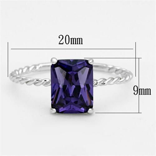 Jewellery Kingdom Ladies Amethyst Emerald Cut Cubic Zirconia Silver Ring - Jewelry Rings - British D'sire