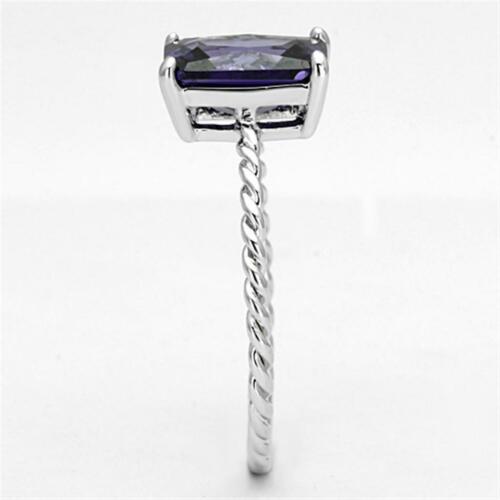 Jewellery Kingdom Ladies Amethyst Emerald Cut Cubic Zirconia Silver Ring - Jewelry Rings - British D'sire
