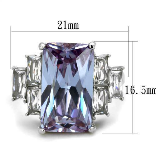Jewellery Kingdom Ladies Amethyst Emerald Cut Cz Purple Stainless Steel 7 Carat Ring (Silver) Secondary image
