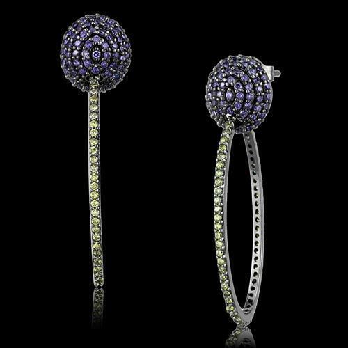 Jewellery Kingdom Ladies Amethyst Hoops Apple Green Pave Cubic Zirconia Earrings (Sterling Silver) - Jewelry Rings - British D'sire